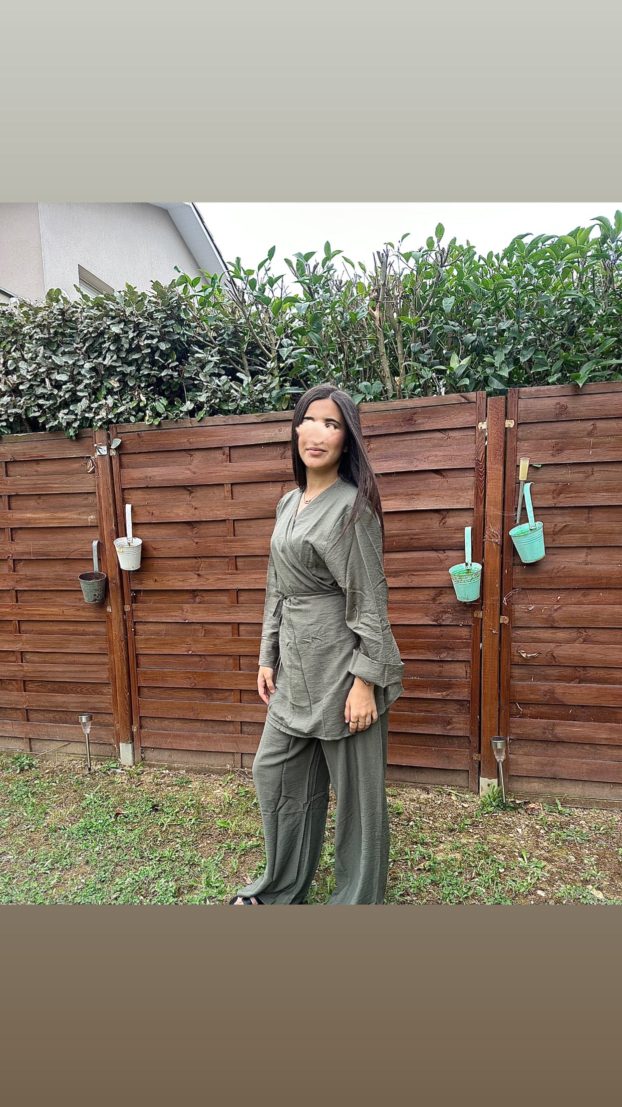 Ensemble portefeuille kaki Kenza