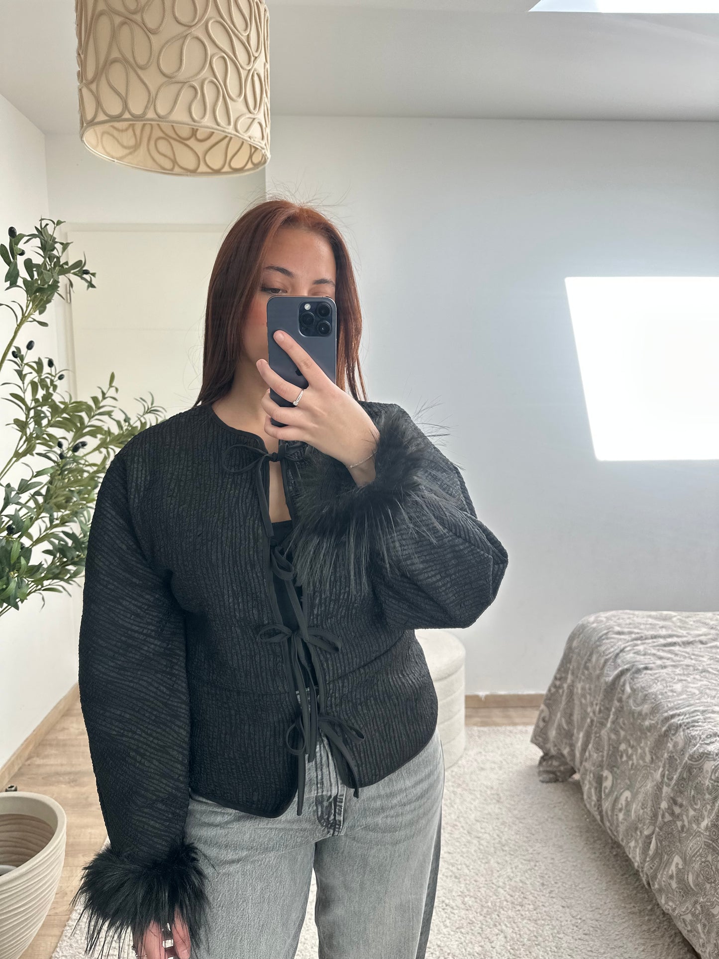 Veste noeuds plumé