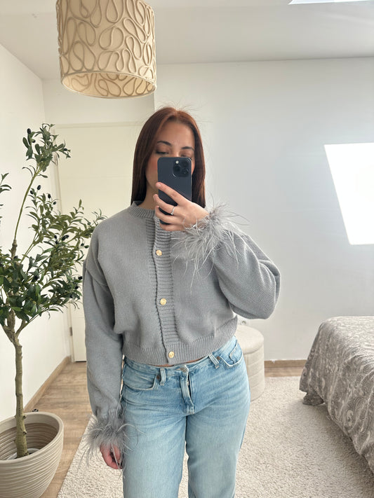 Gilet plume gris