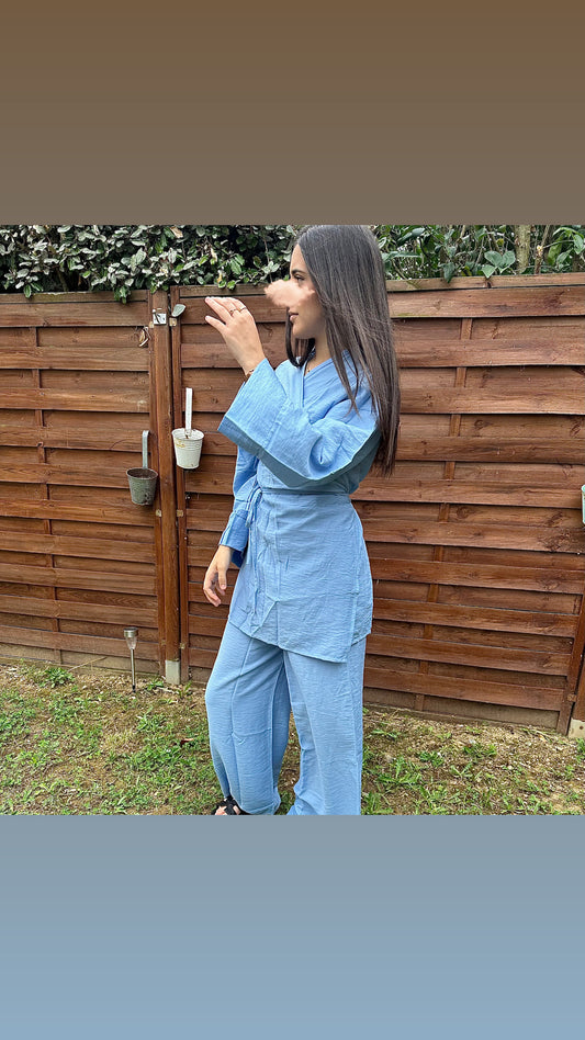 Ensemble portefeuille bleu Kenza